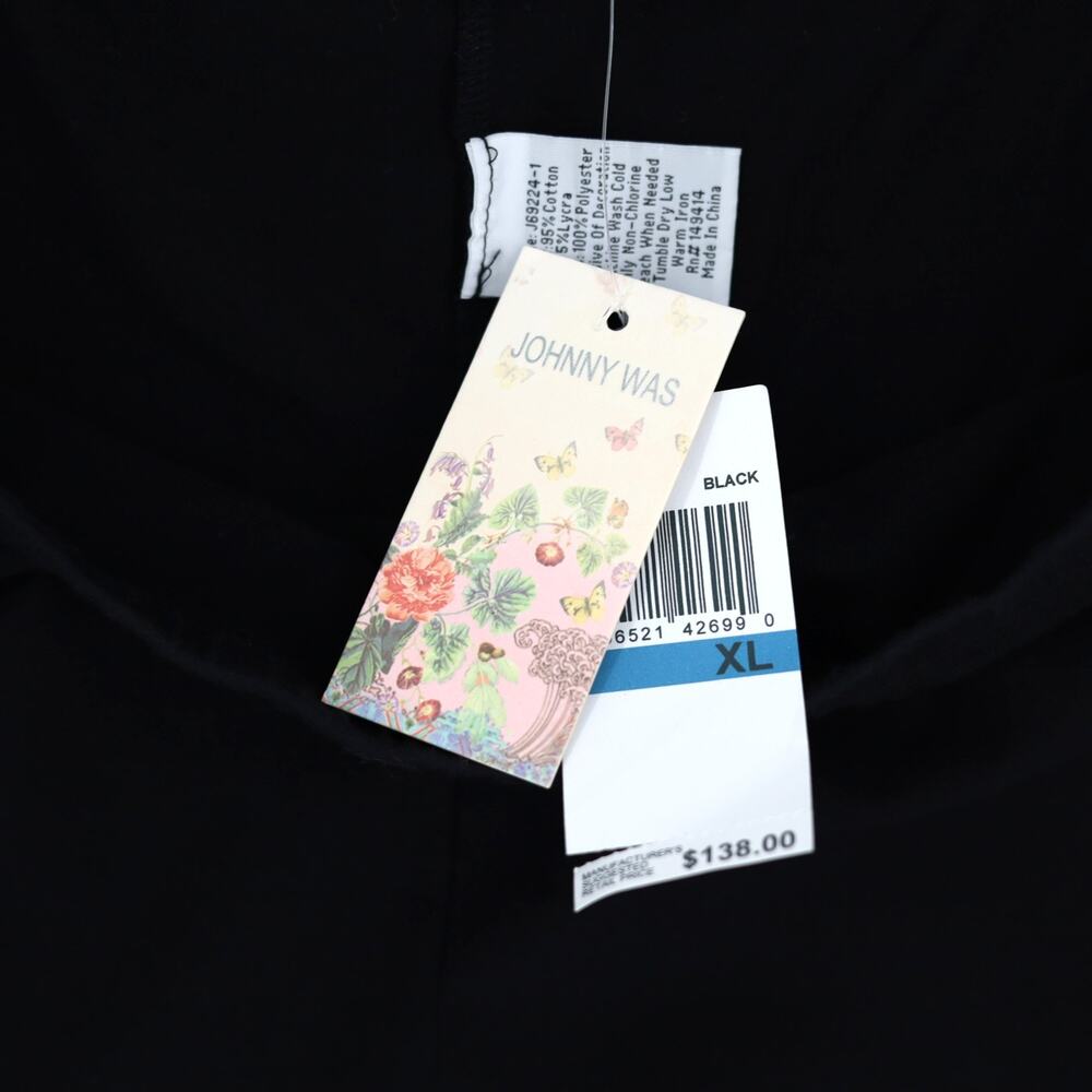 Johnny Was Women Black Floral Embroidered Libbi Boho Ankle Leggings Size XL - Picture 8 of 13